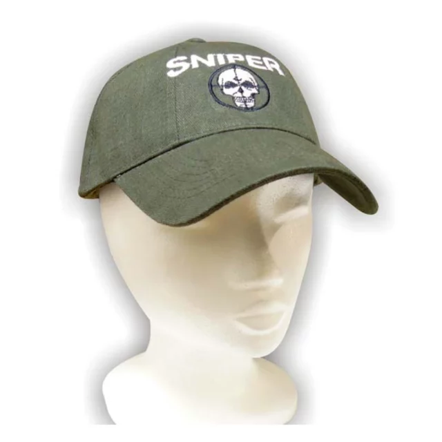 Šiltovka s logom "SNIPER" - olivovozelená