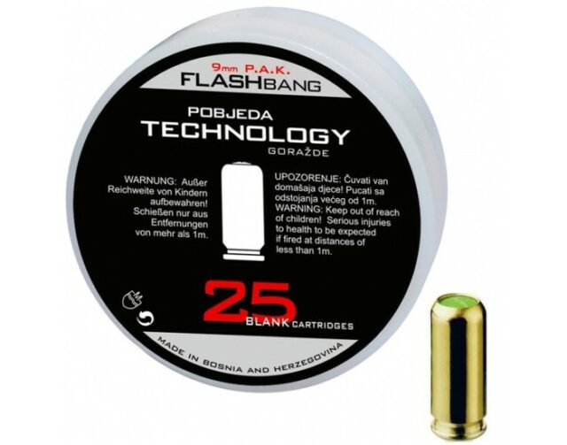 Náboj pištoľový štartovací “Pobjeda” 9 mm PA FLASH BANG – (25 ks)