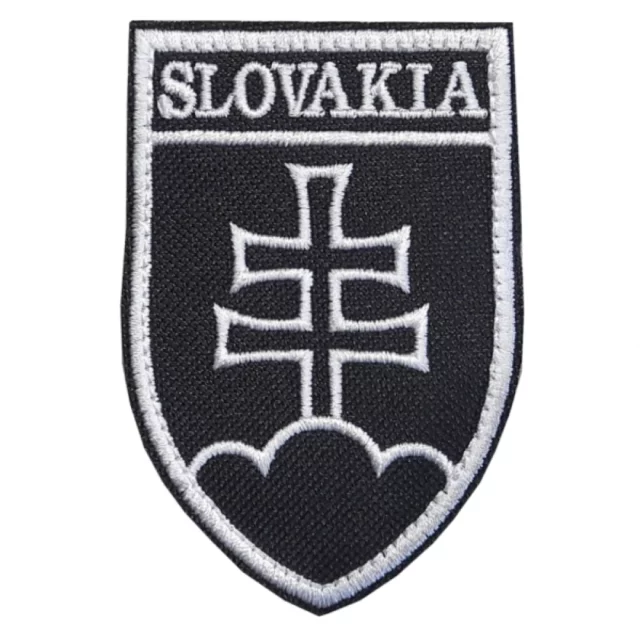 Nášivka SLOVAKIA znak so SZ 9x6cm - čiernobiela