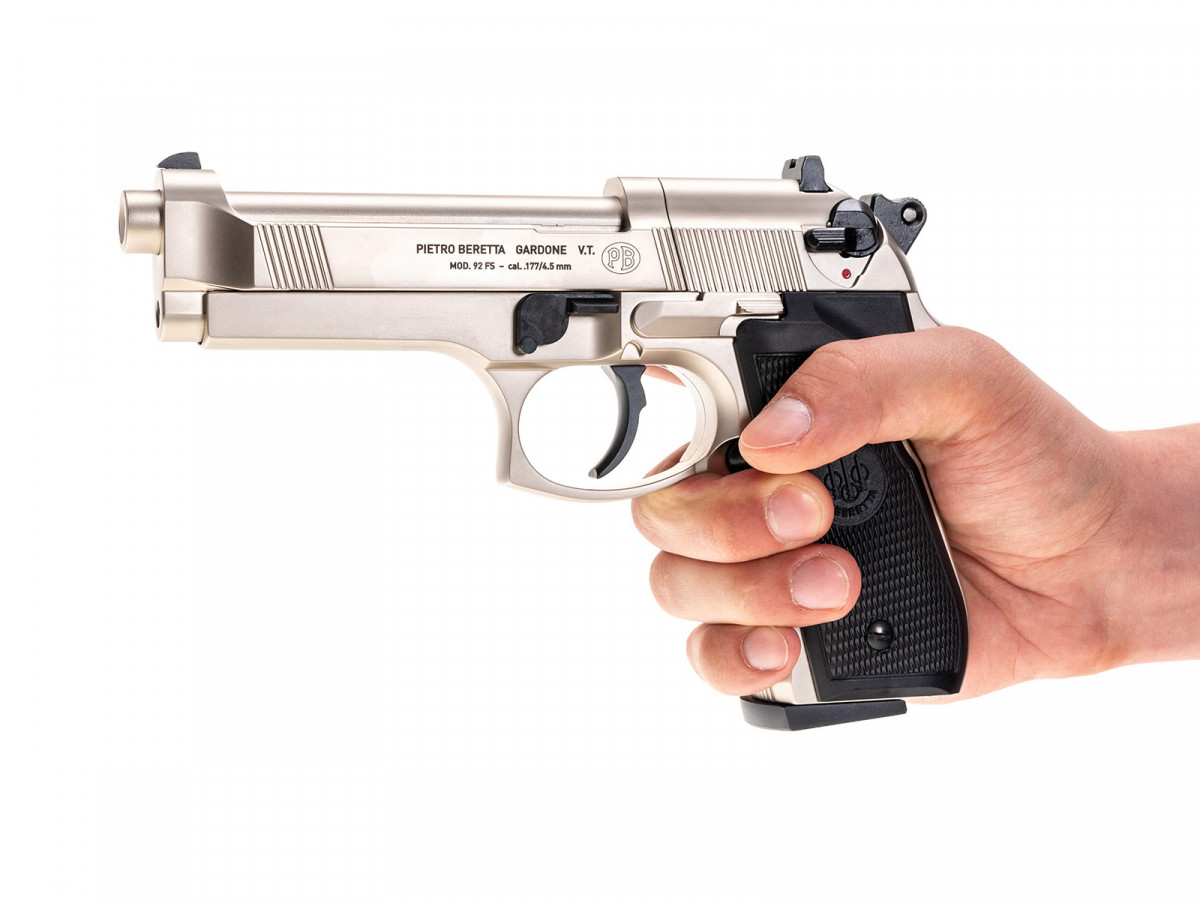 Pištoľ CO2 Beretta M92 FS nickel, kal. 4,5mm diabolo 6 Pištoľ CO2 Beretta M92 FS nickel, kal. 4,5mm diabolo – Obrázok 6
